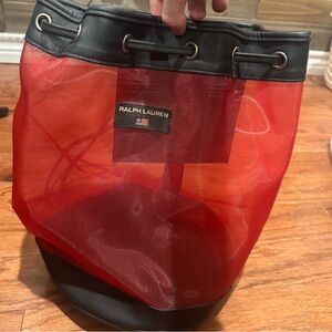 Vintage 90’s Polo Sport Ralph Lauren Clear Mesh Beach Backpack Bag Drawstring